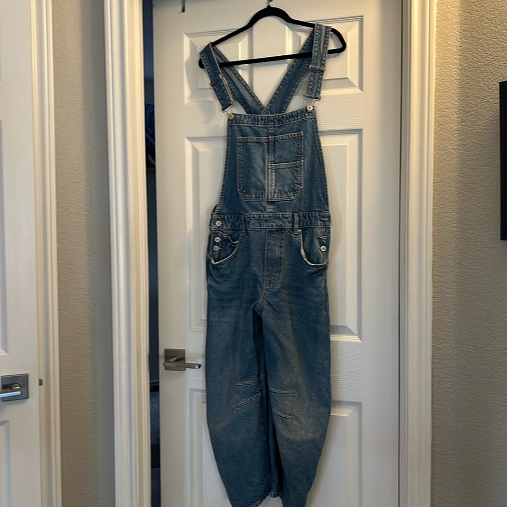 Free People Classic Blue Denim Overalls